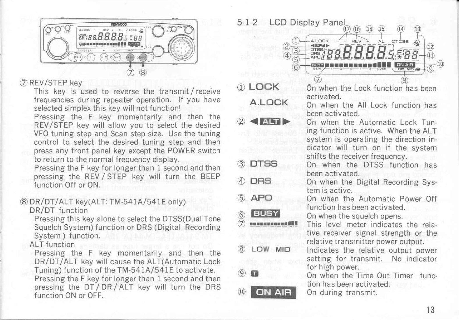 KENWOOD TM-241A 241E 441A 441E 541A 541E FM Transceiver Instruction Manual