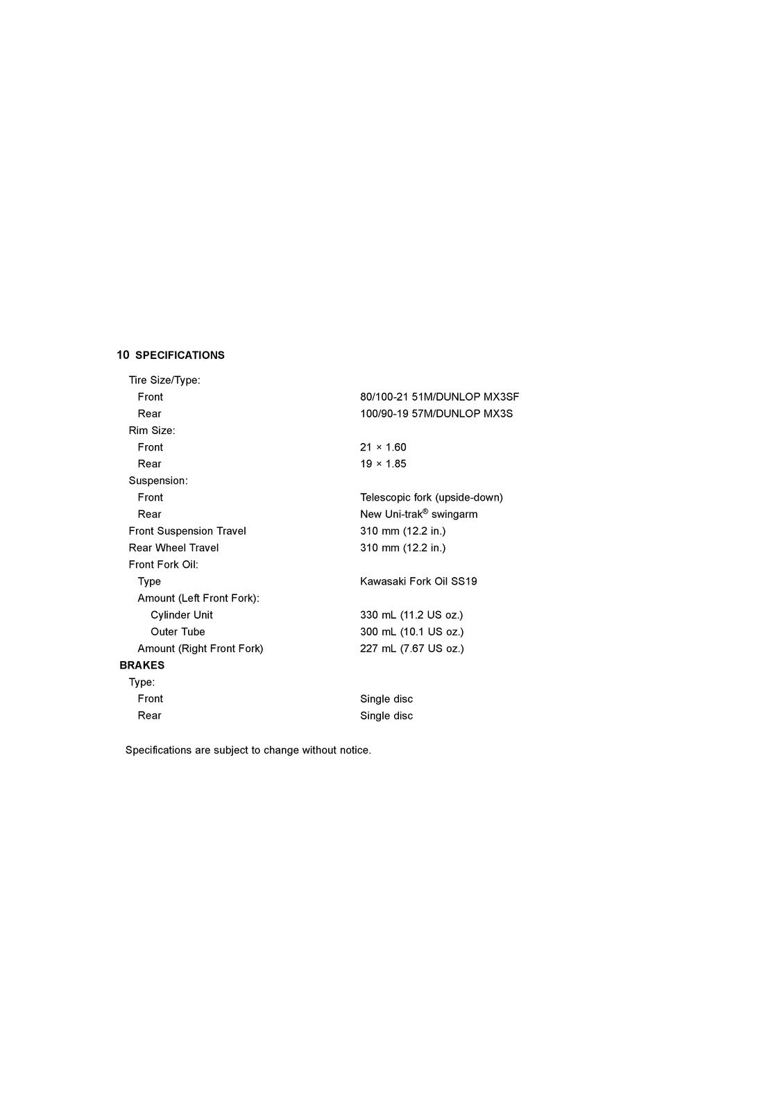KAWASAKI KX250F Motorcycle Service Manual 2018 - STEEL WIRE BOUND - TOUGH COVERS