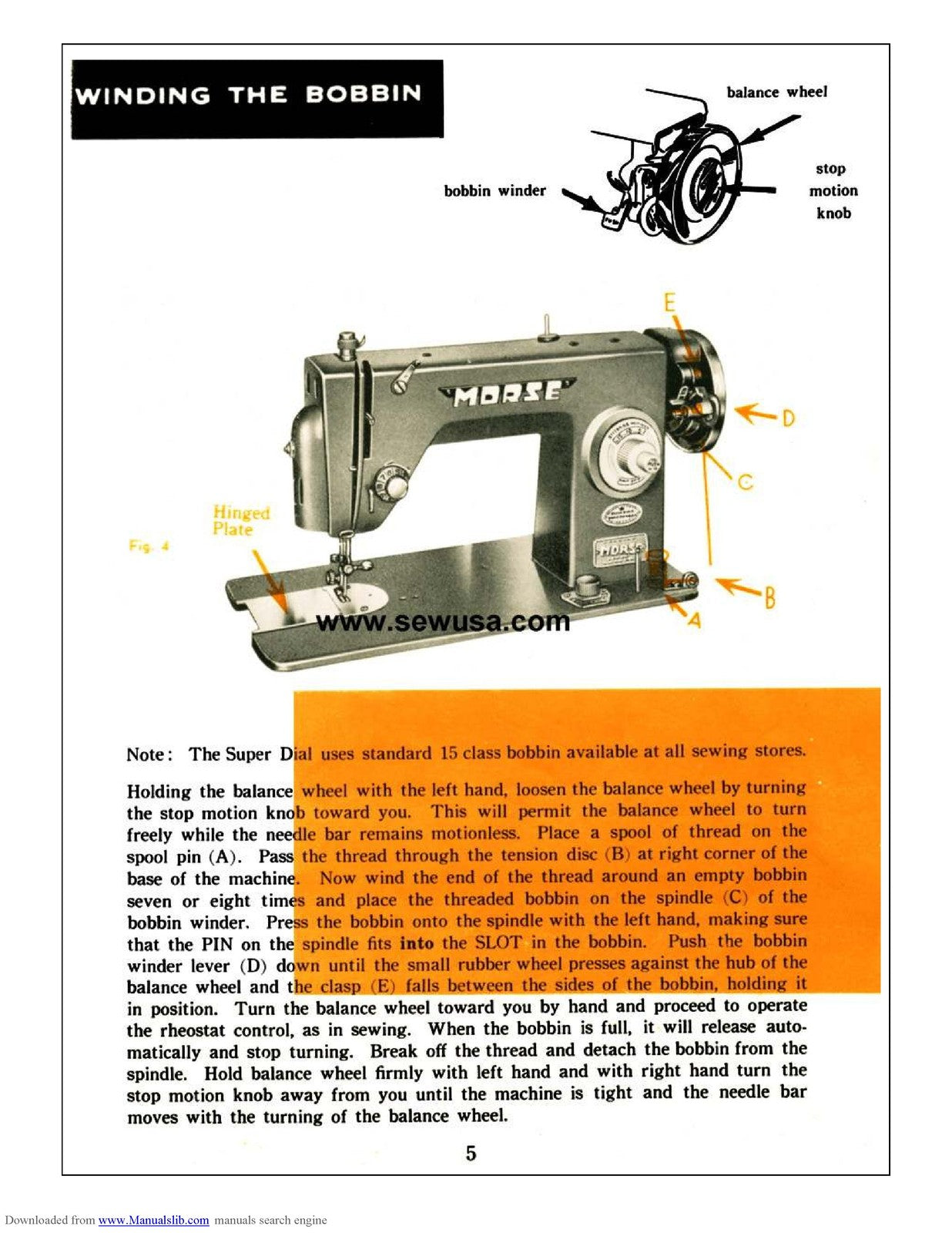 MORSE Super Dial Sewing Machine Instruction Manual - WIRE BOUND - TOUGH COVERS