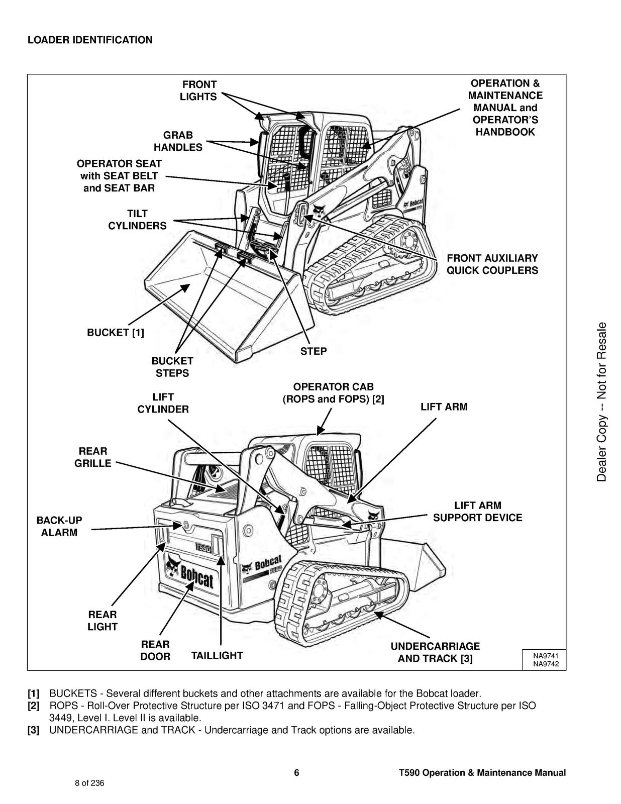 BOBCAT T590 Compact Track Loader Operators Manual 2018 - WIRE BOUND - COVERS