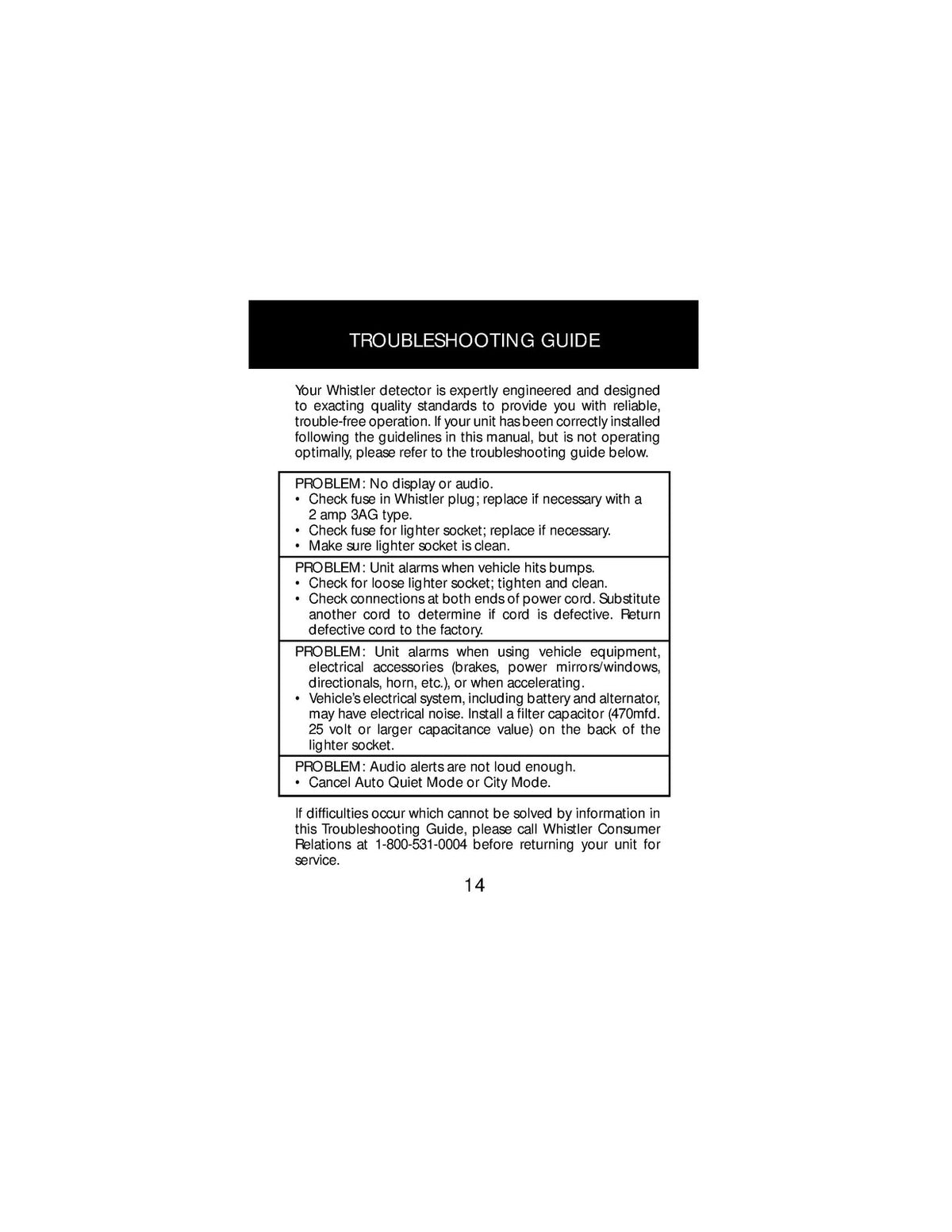 WHISTLER 1605 Radar Detector Owners Manual - STEEL WIRE BOUND - TOUGH COVERS