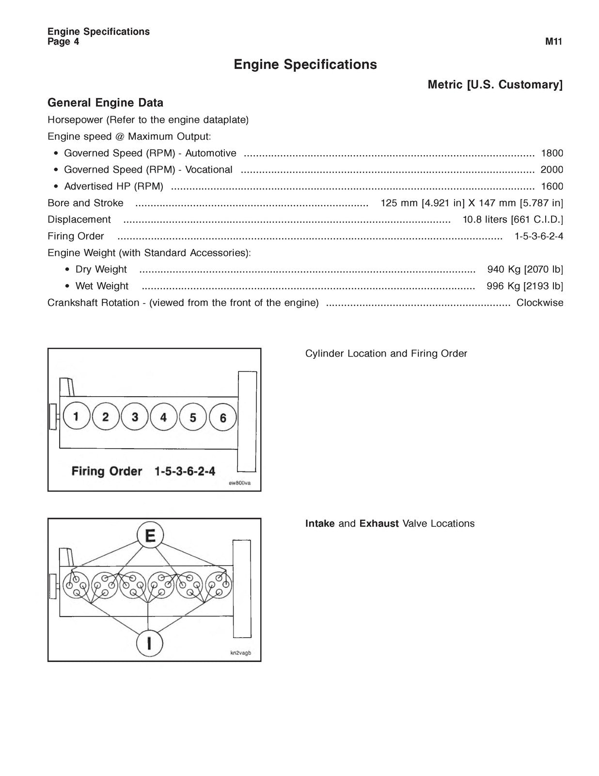 CUMMINS M11 Series Engine Specification Manual 1994 - WIRE BOUND - TOUGH COVERS