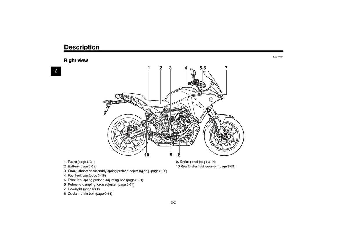 YAMAHA Tracer 7 MTT690 MTT690-U Motorcycle Owners Manual 2022 - WIRE BOUND