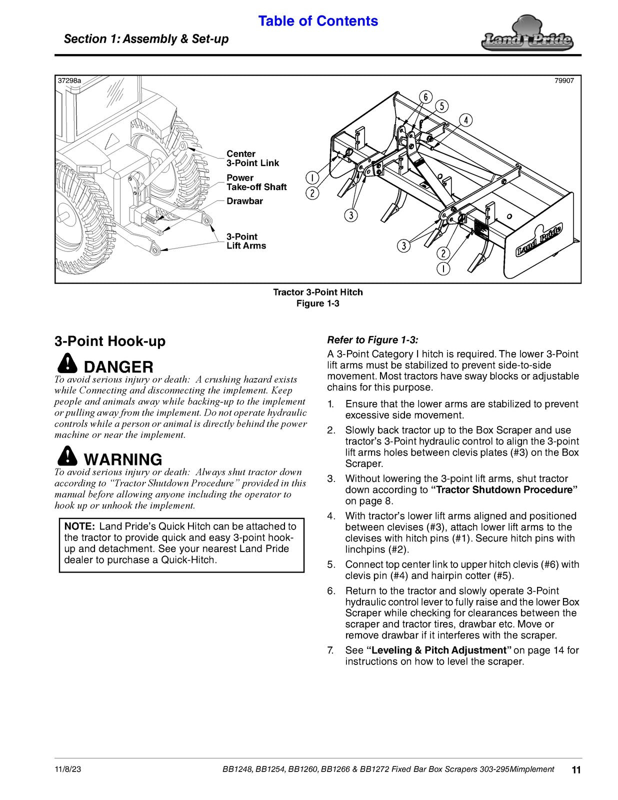 LAND PRIDE BB12 Series Box Scrapers Operators Manual - WIRE BOUND - TOUGH COVERS
