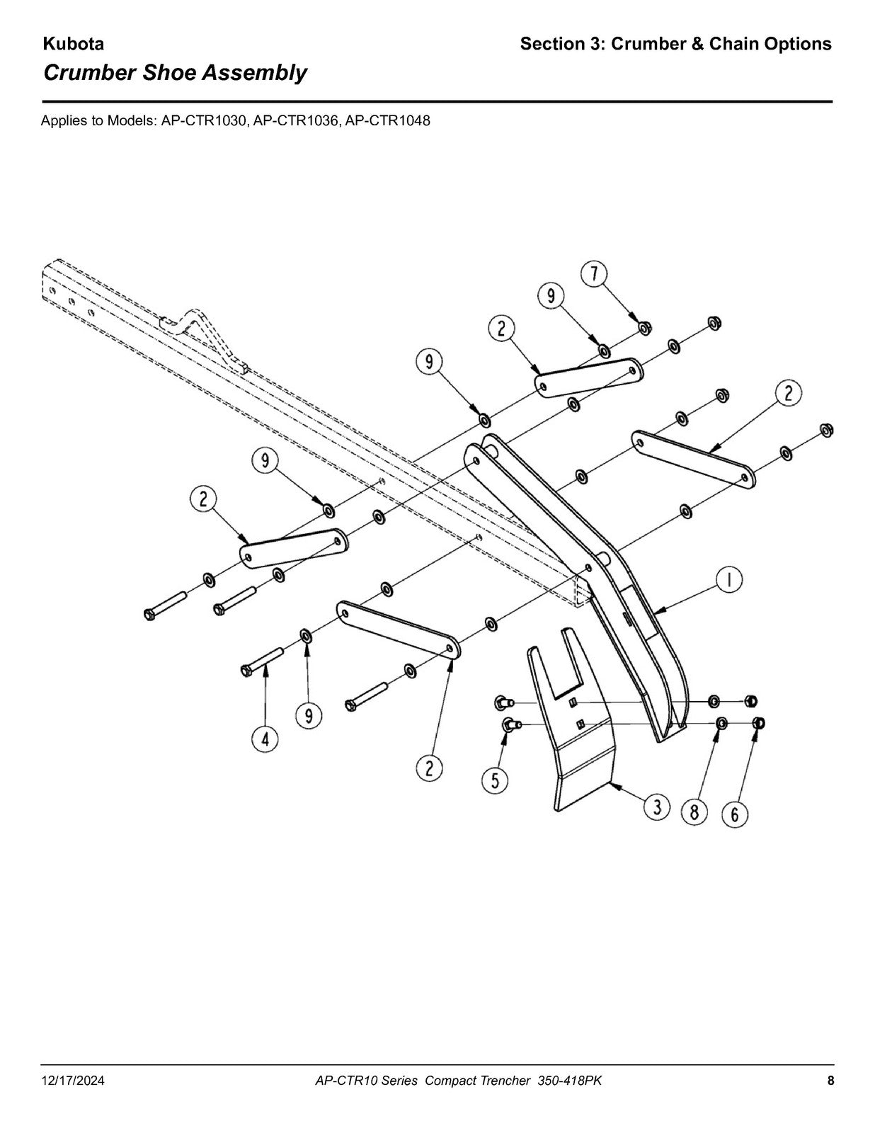 LAND PRIDE CTR10 Series Compact Trenchers Parts Manual 2024 - WIRE BOUND