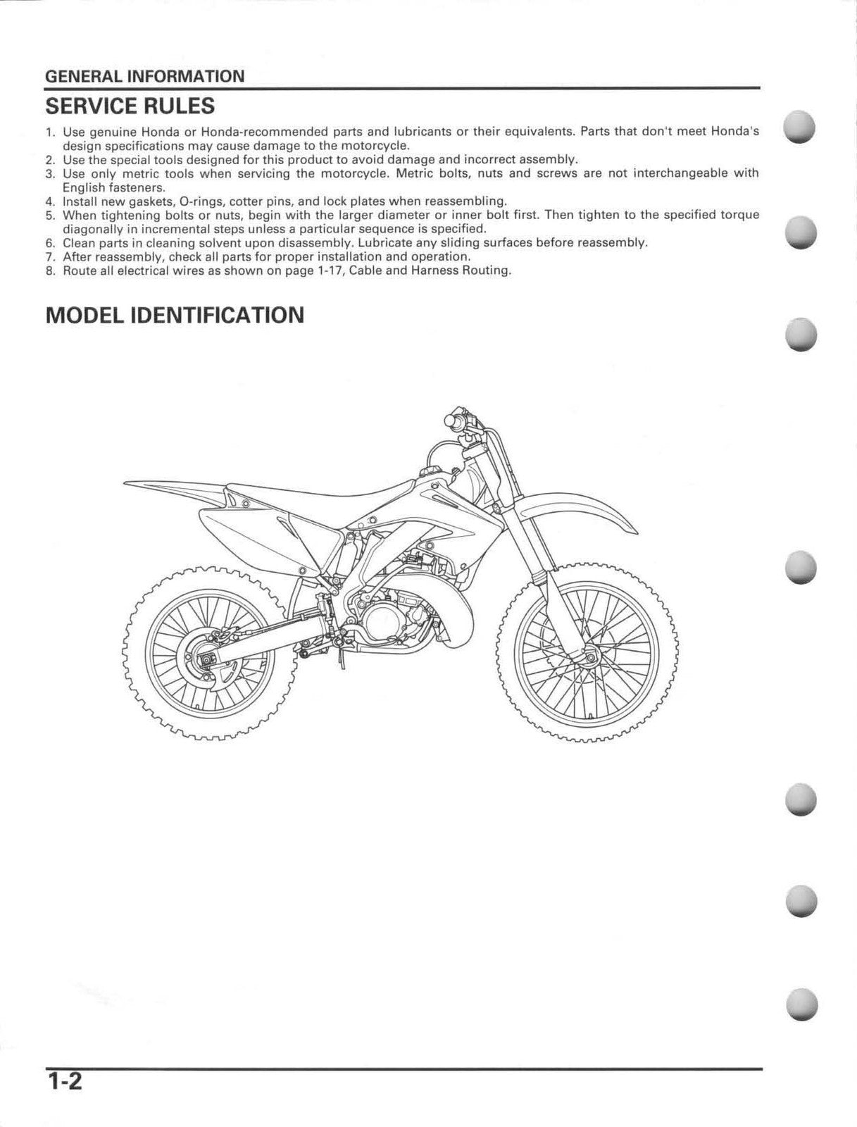 HONDA CR250R Motorcycle Service Manual 2005-2007 - WIRE BOUND - TOUGH COVERS