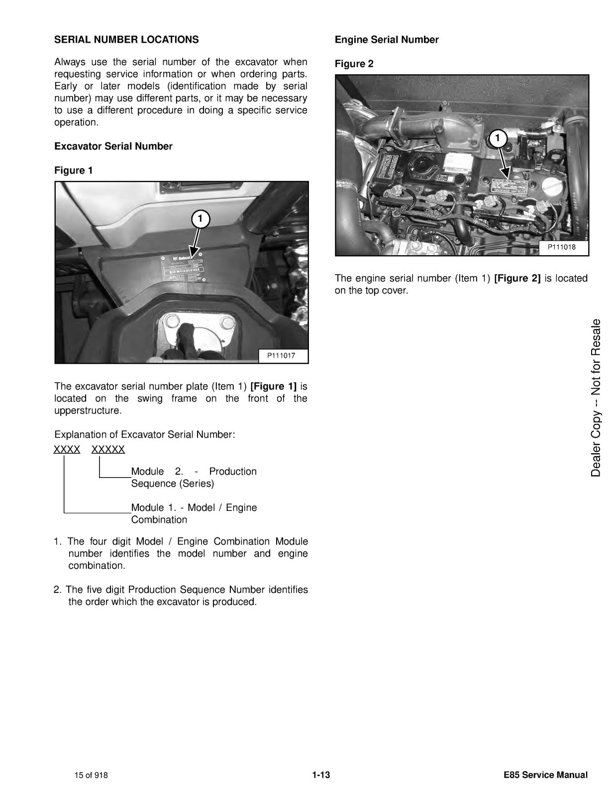 BOBCAT E85 Excavator Service Manual SN B34T11001 Up - BOUND - COVERS - FOLDOUTS