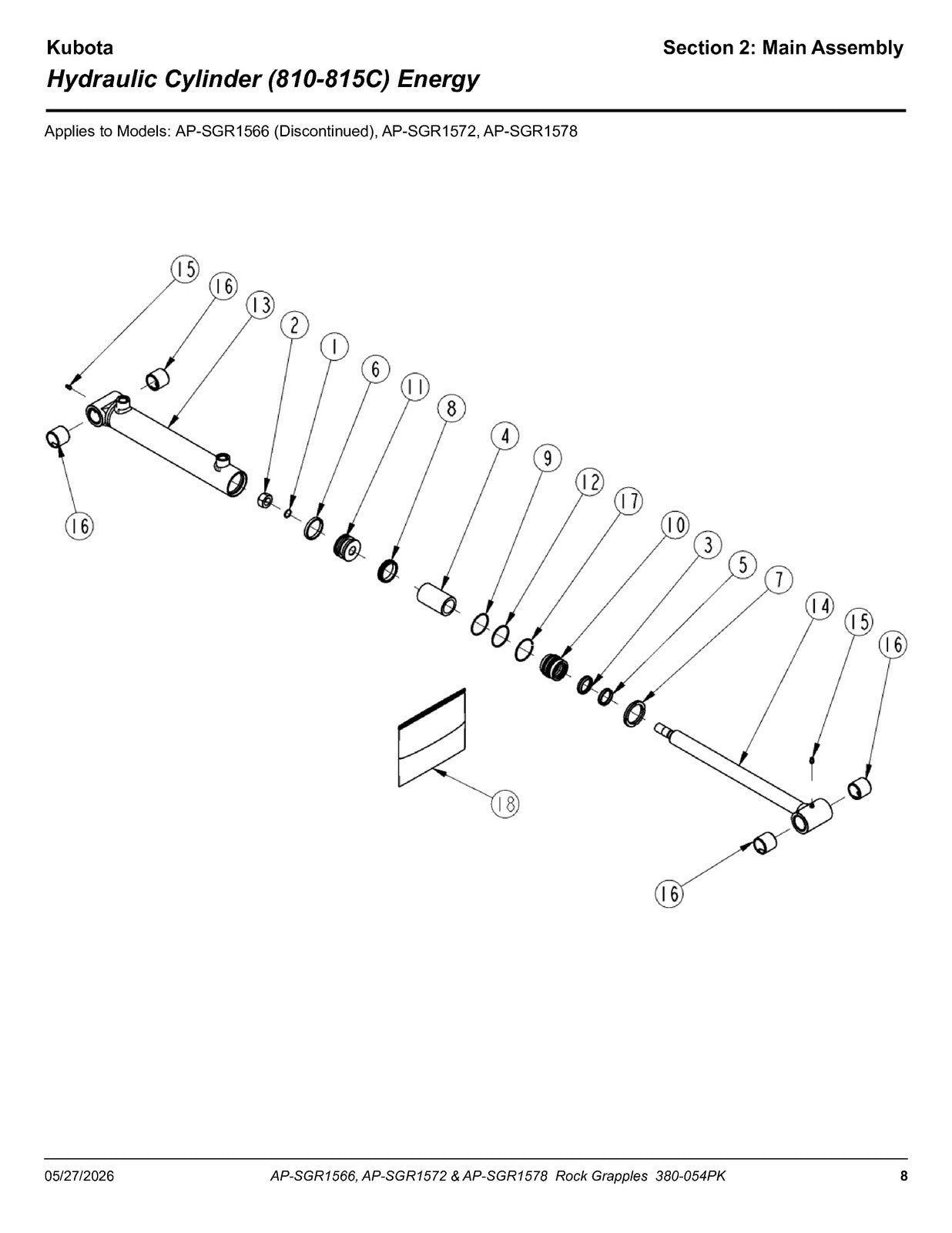 LAND PRIDE SGR15 Series Rock Grapples Parts Manual 2026 - WIRE BOUND - COVERS
