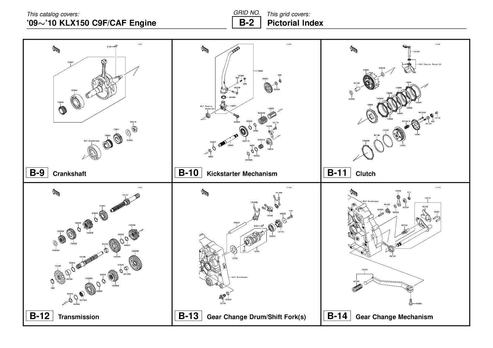 KAWASAKI KLX150 C9F CAF Parts Catalog Manual 2009 2010 - WIRE BOUND - COVERS