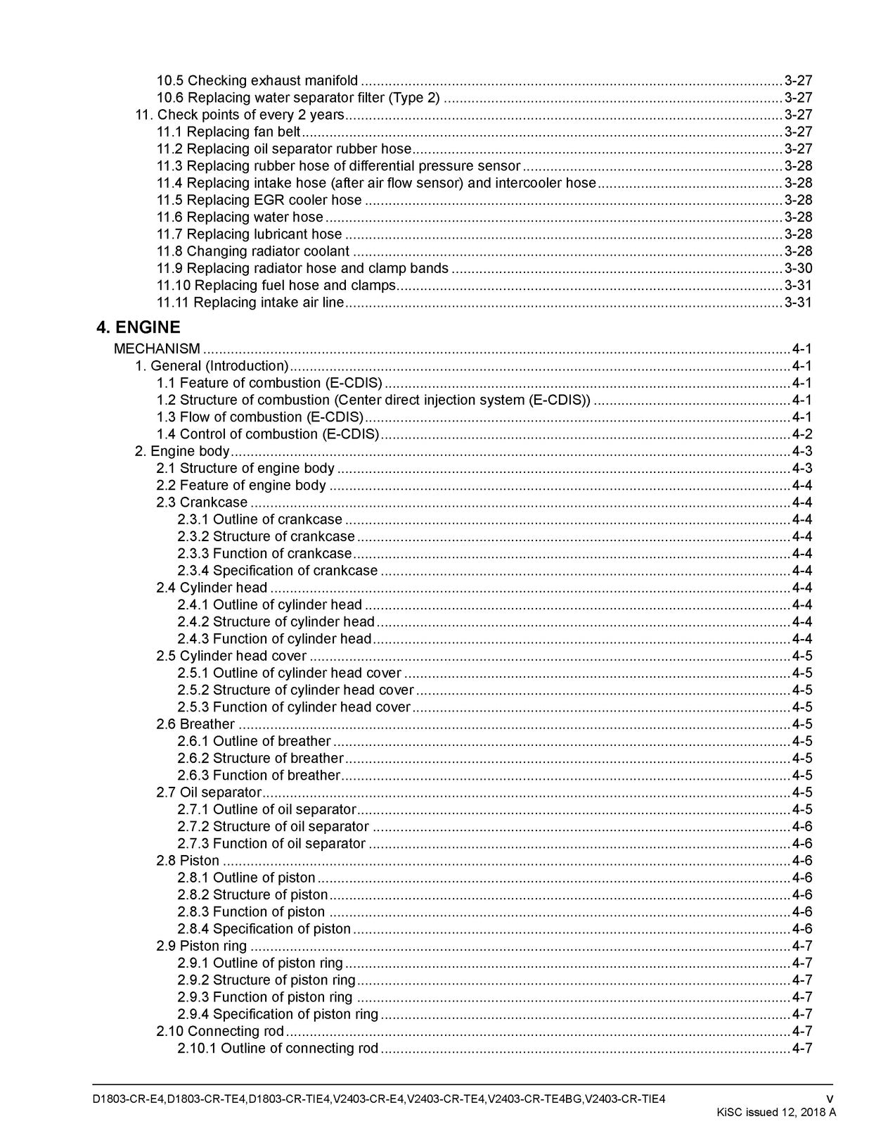 KUBOTA D1803-CR V2403-CR Diesel Engine Workshop Manual - WIRE BOUND - COVERS
