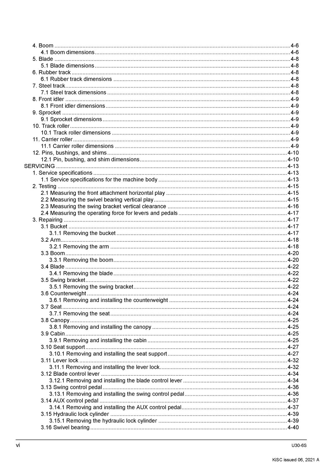 KUBOTA U30-6S Excavator Workshop Service Manual - BOUND - COVERS - XL FOLDOUTS