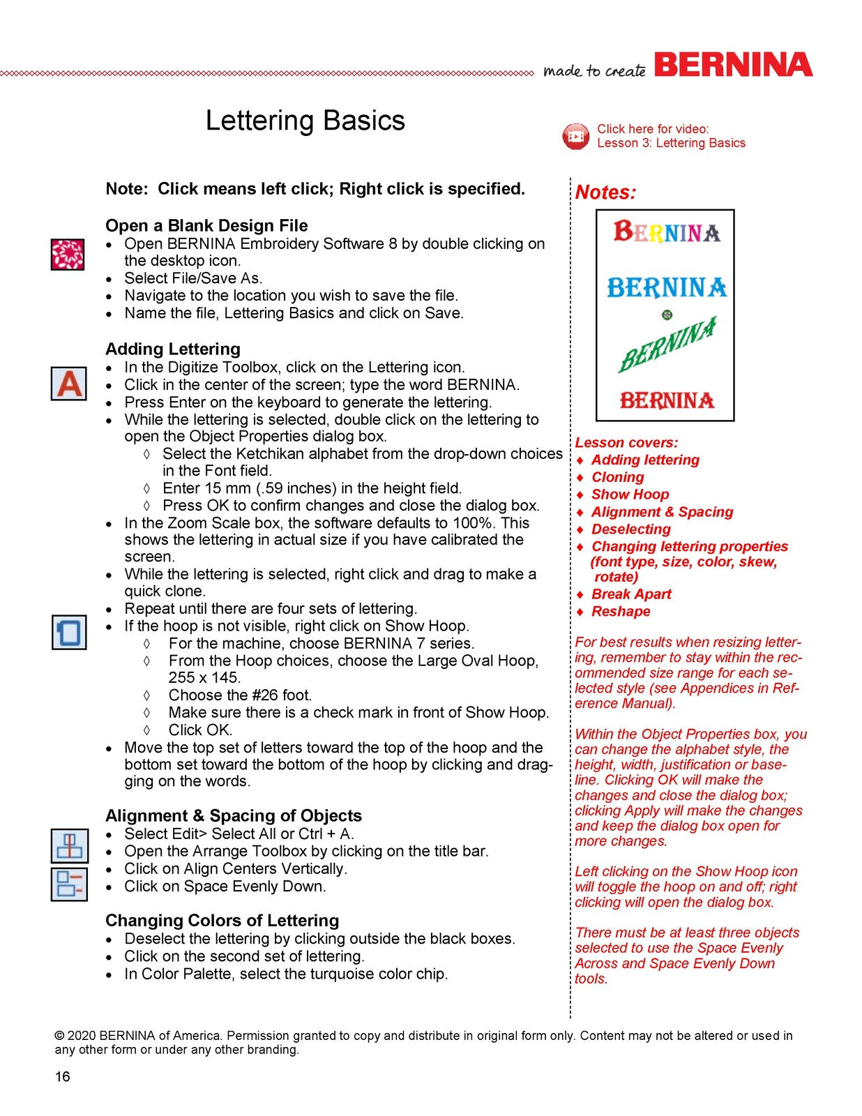 BERNINA Embroidery Software 82 Automatic Digitizing Workbook 1 Manual - BOUND