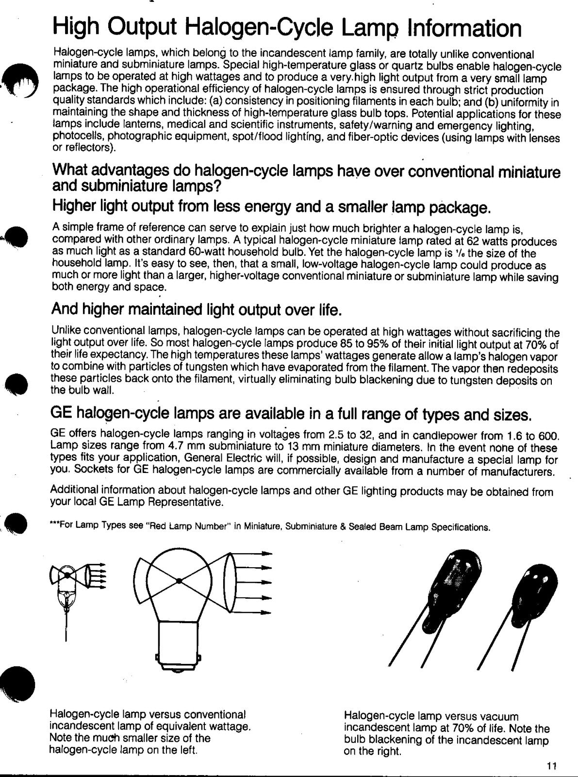 GE Miniature Sealed Beam Halogen Cycle Lamps Catalog Manual 1988 - WIRE BOUND