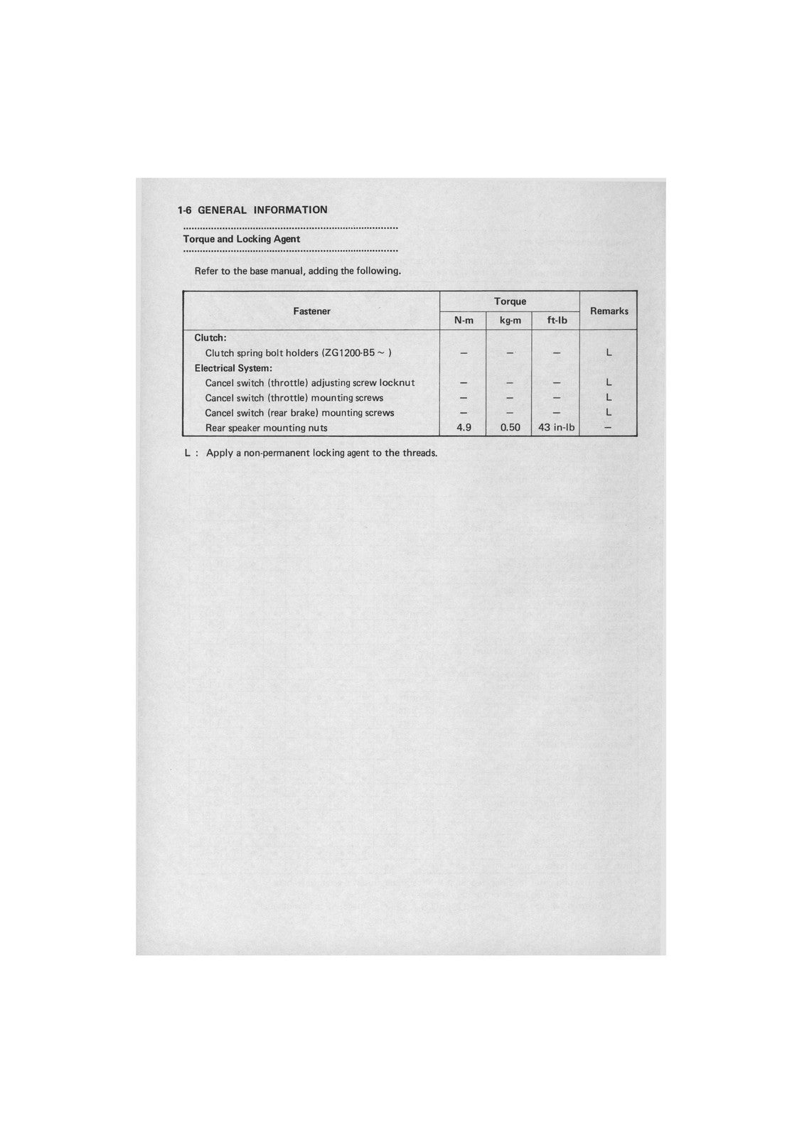 KAWASAKI ZG1200 Voyager XII Service Manual Supplement - WIRE BOUND - COVERS