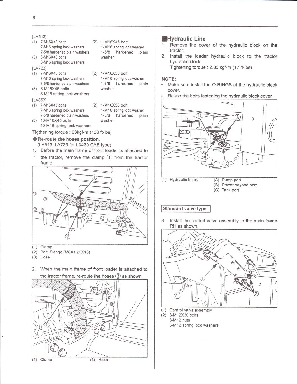 KUBOTA LA513 LA723 LA853 Front Loader Assembly Instructions Manual - WIRE BOUND