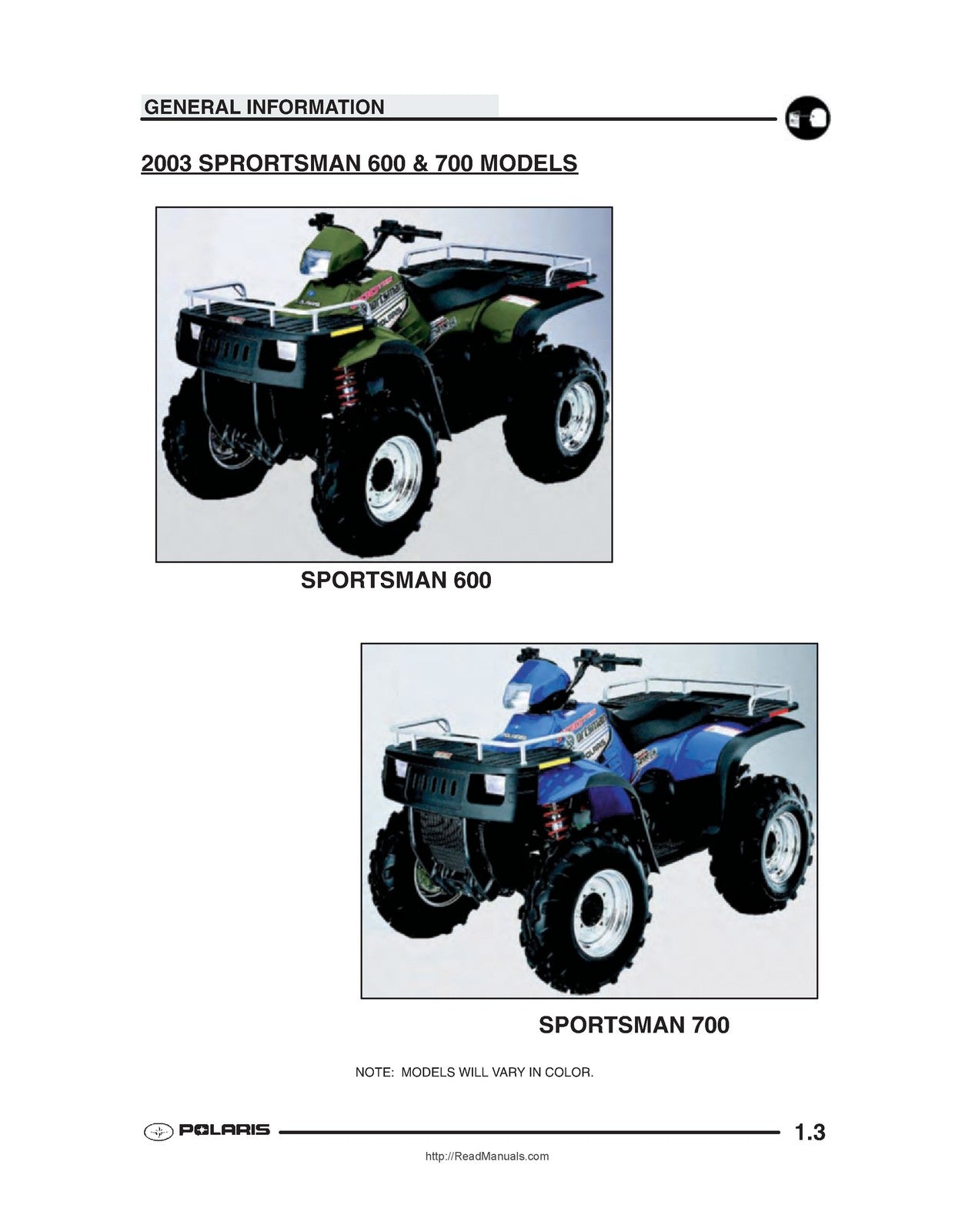 POLARIS Sportsman 600 700 ATV Service Manual 2002-2003, BOUND, COVERS, FOLDOUTS