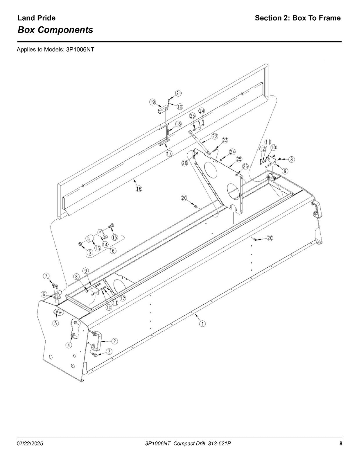LAND PRIDE 3P1006NT Compact Drills Parts Manual 2025 - WIRE BOUND - TOUGH COVERS