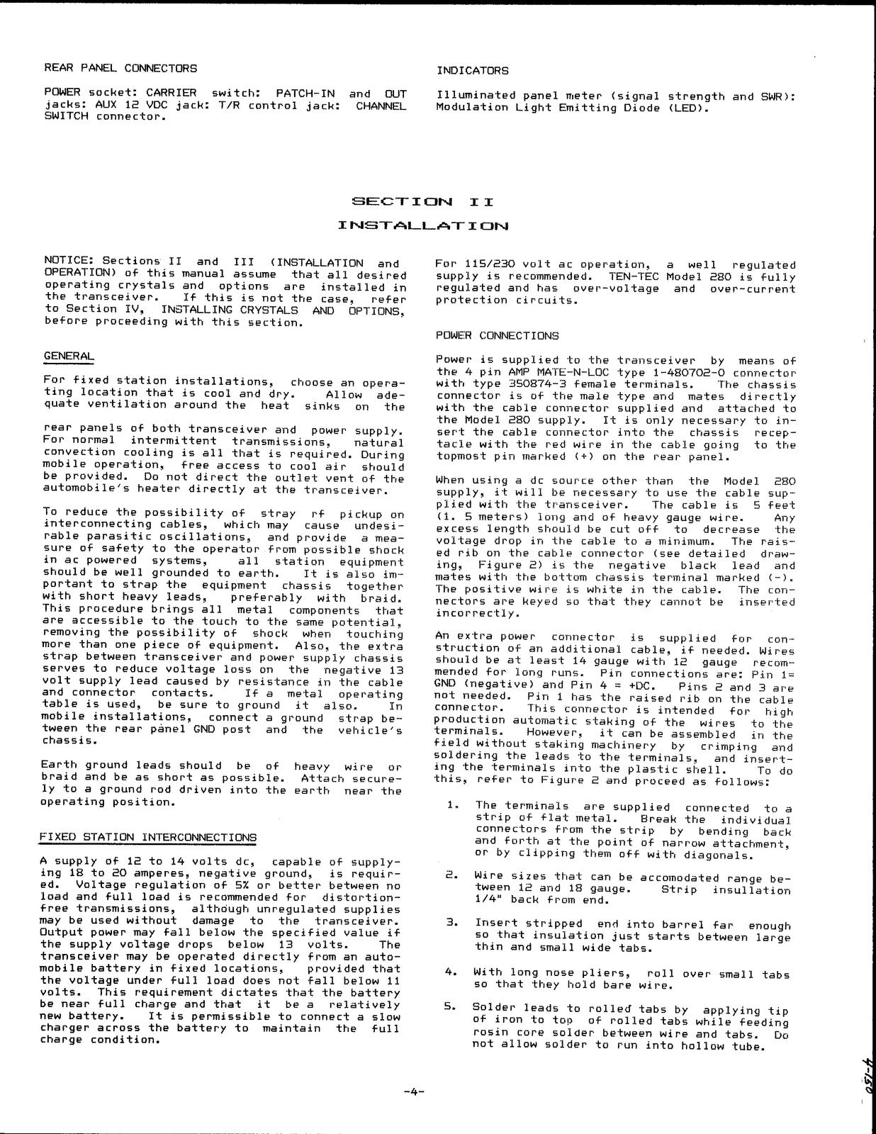 TEN TEC 150-A-B SSB Transceiver Operating Maintenance Manual - WIRE BOUND