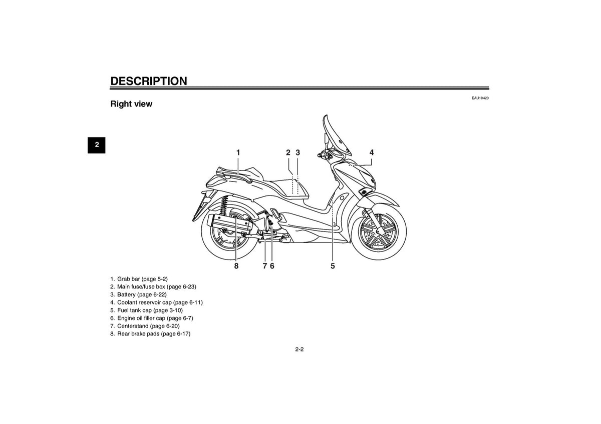 YAMAHA VP125 X-City Owners Manual 2008 - STEEL WIRE BOUND - PROTECTIVE COVERS