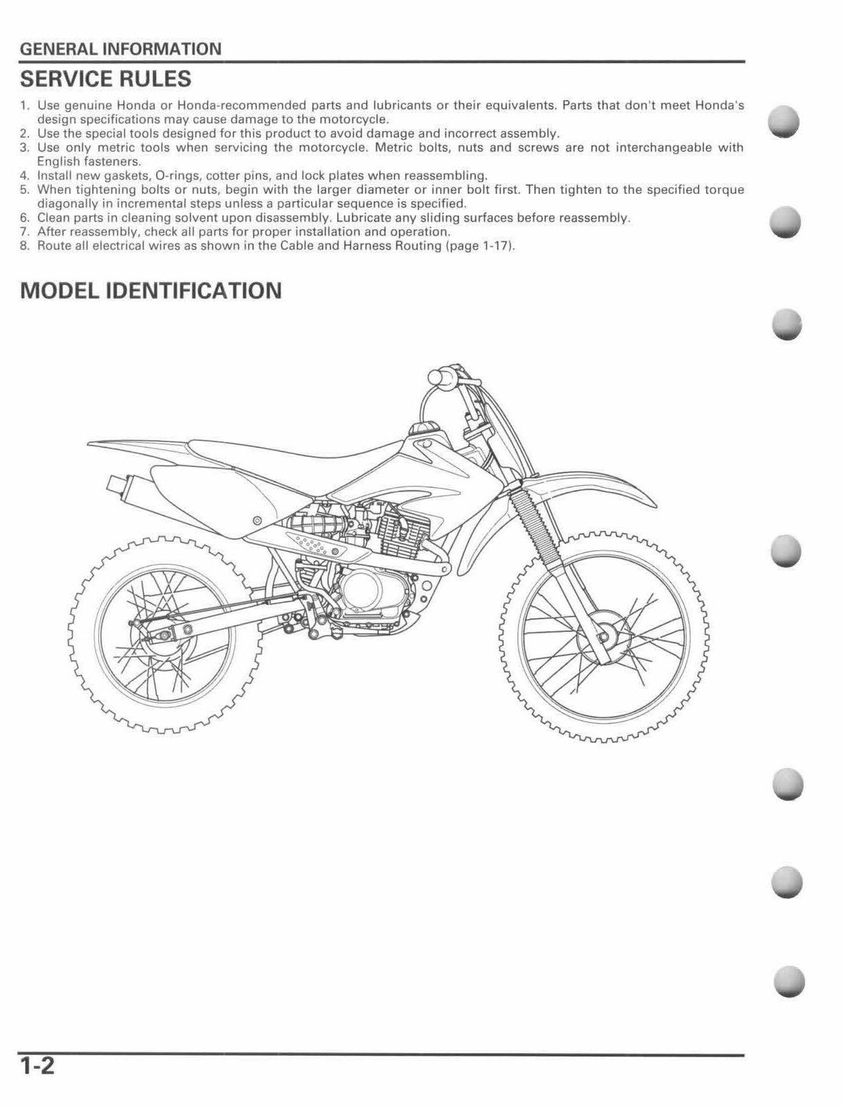 HONDA CRF80F CRF100F Motorcycle Service Manual 2004-2013 - WIRE BOUND - COVERS