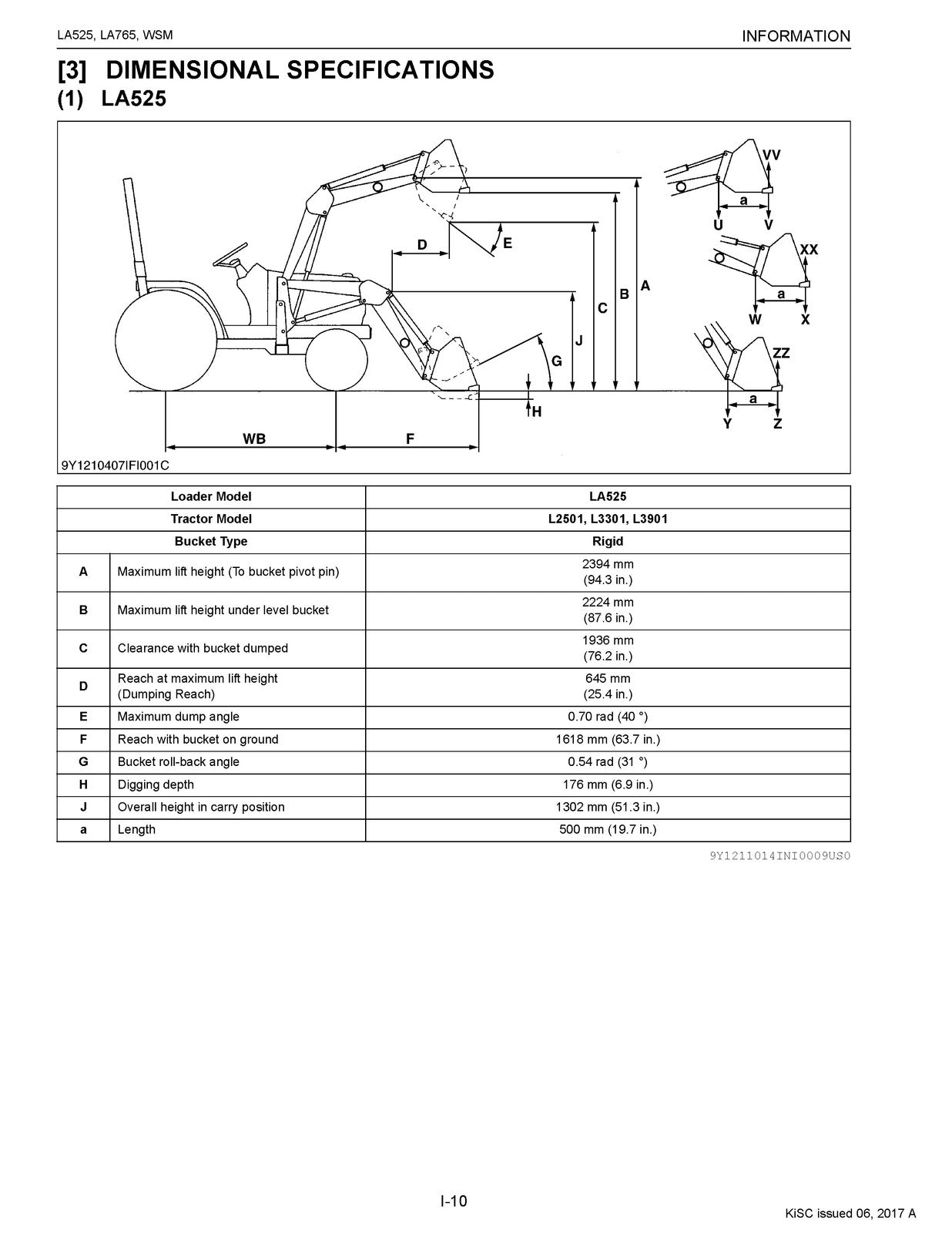 KUBOTA LA525 LA765 Front Loader Workshop Manual - WIRE BOUND - TOUGH COVERS