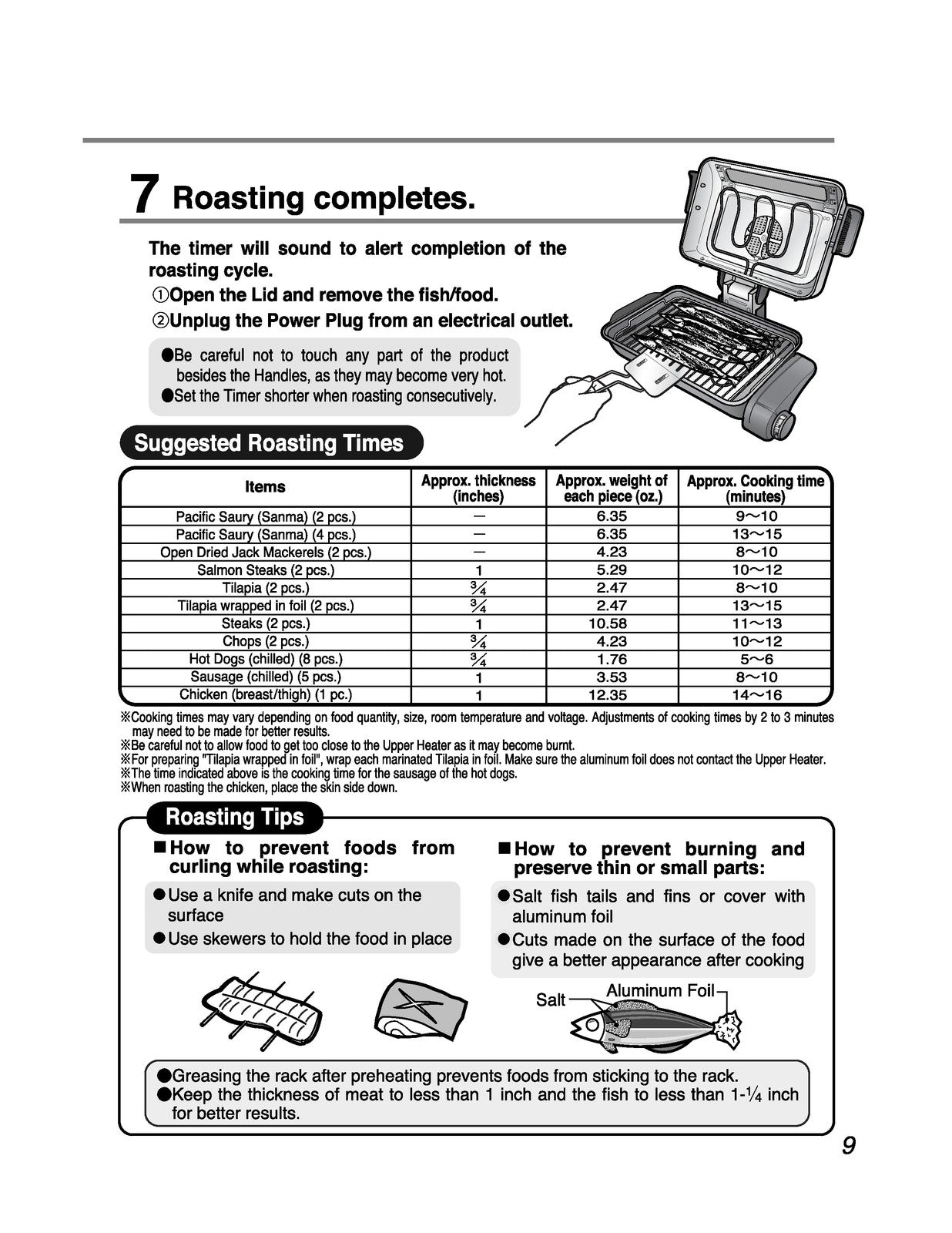 ZOJIRUSHI EF-VSC40 Gourmet Roaster Operating Instructions Manual - WIRE BOUND