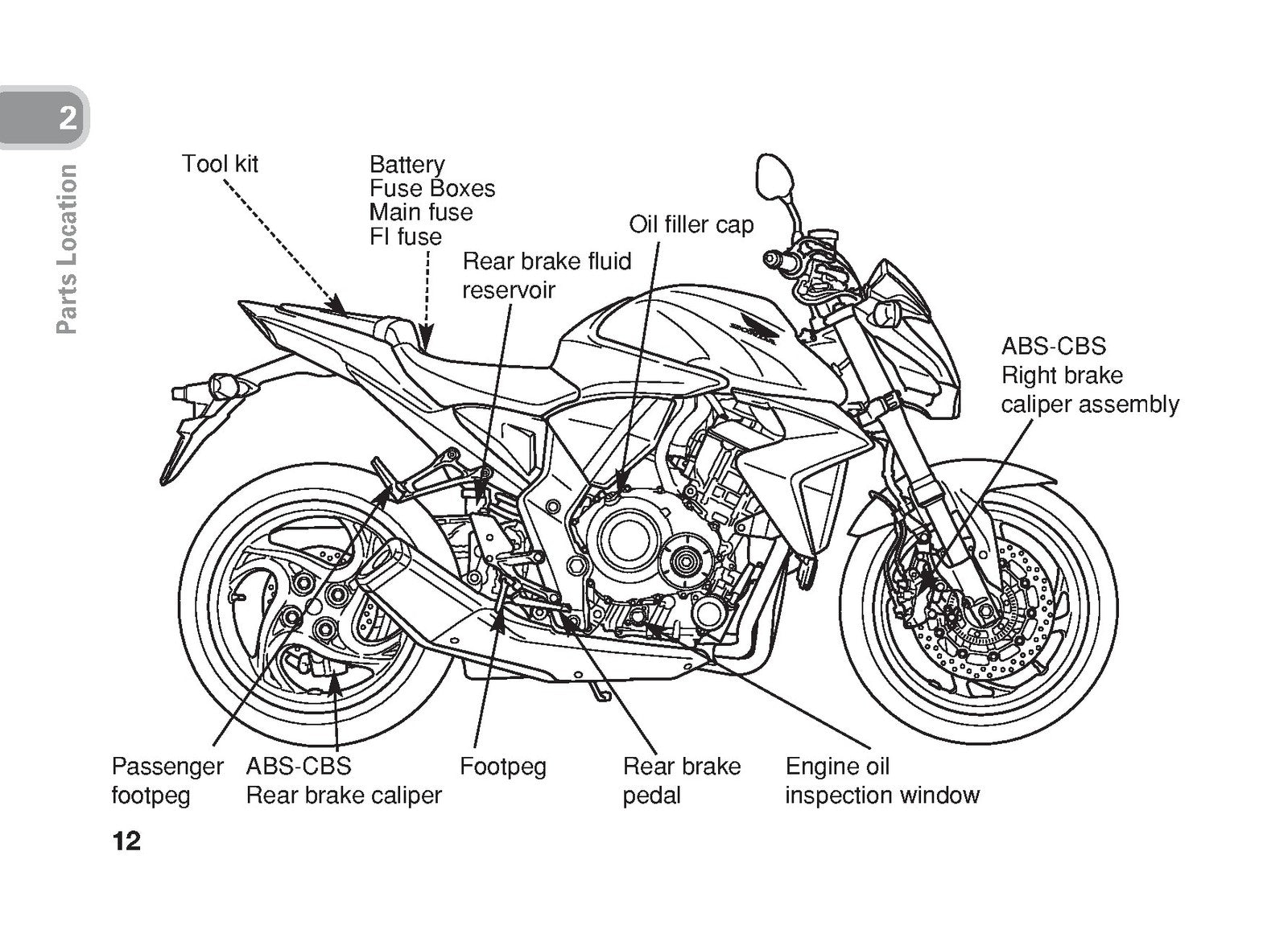 HONDA CB1000R CB1000RA Owners Manual 2009 - STEEL WIRE BOUND - PROTECTIVE COVERS