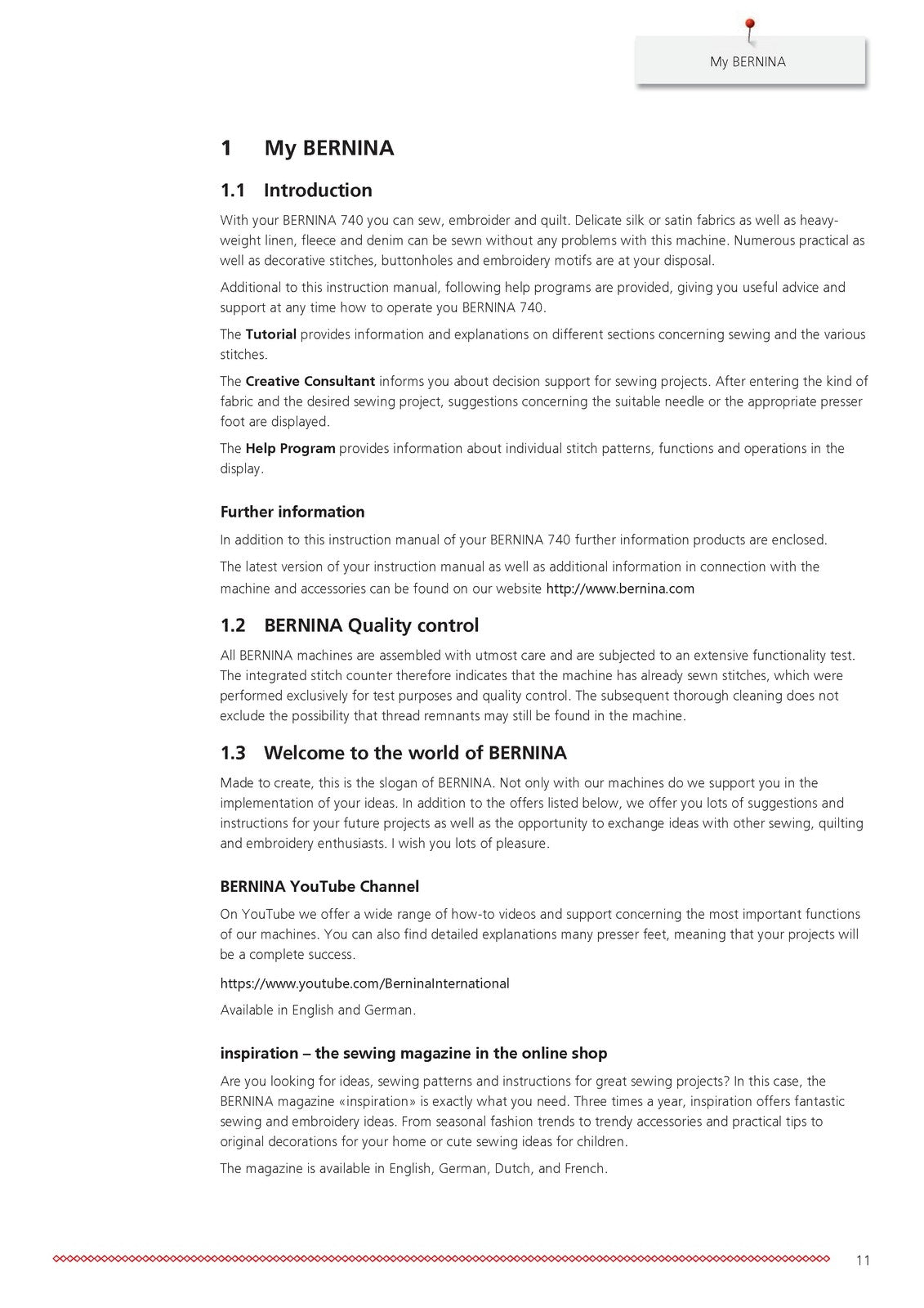 Bernina 740 Sewing Machine Manual - STEEL WIRE BOUND - PROTECTIVE COVERS