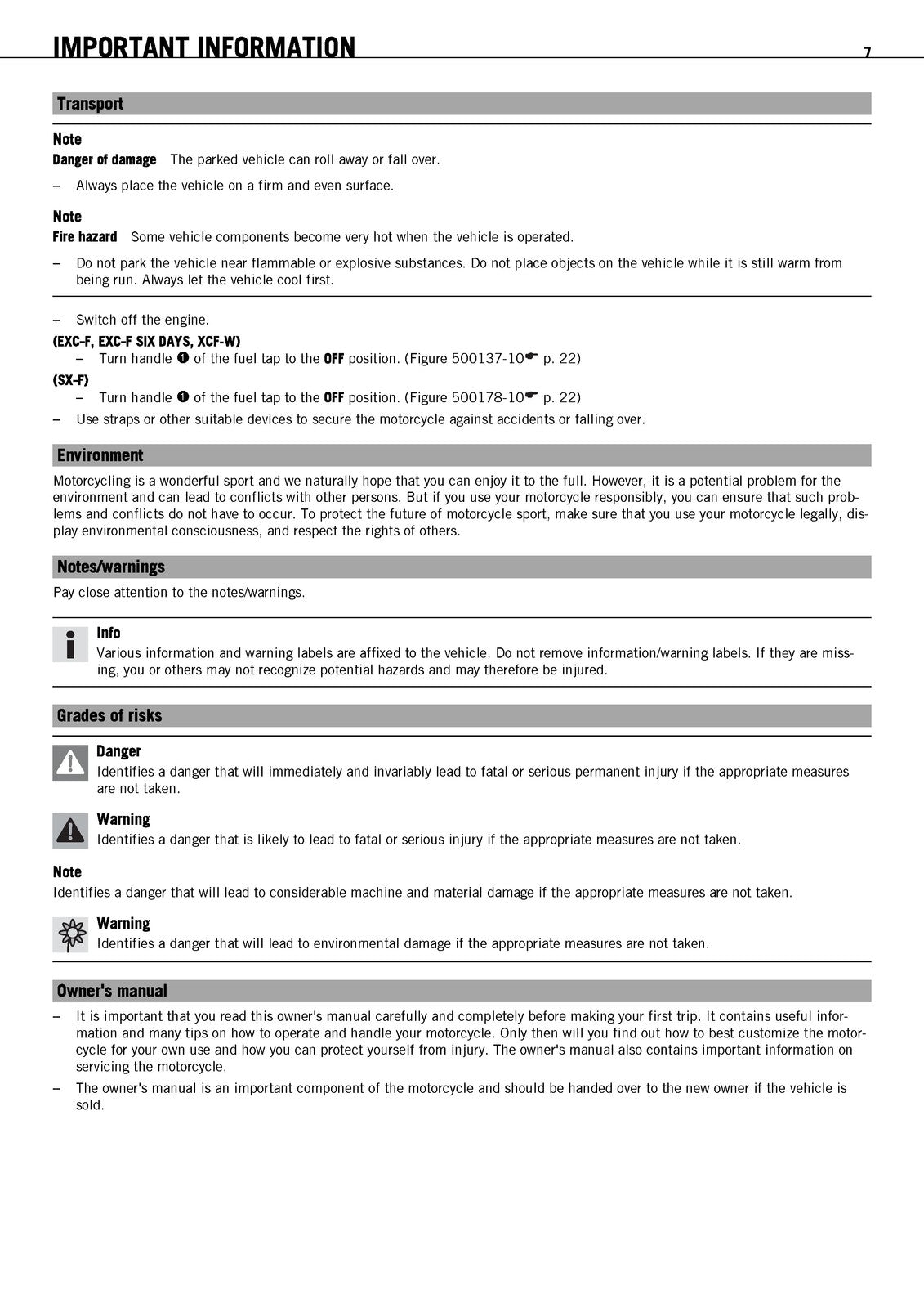 KTM 250 EXC-F 250 XCF-W 250 SX-F Owners Manual 2010 - WIRE BOUND - TOUGH COVERS