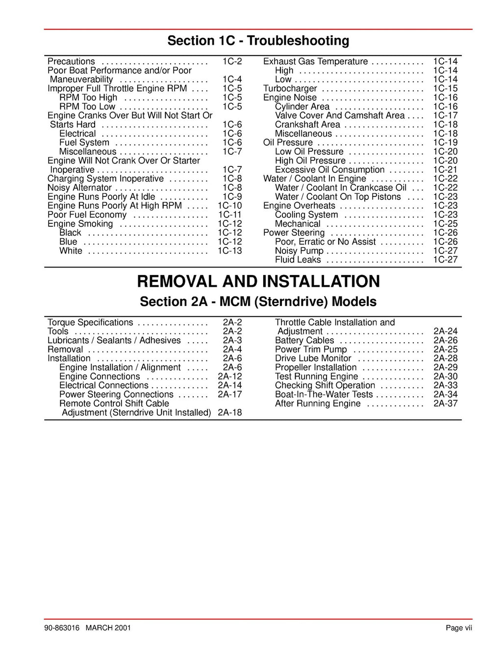 MERCURY MERCRUISER NO 29 D17L DTI 0M055001 & UP SERVICE MANUAL - WIRE BOUND