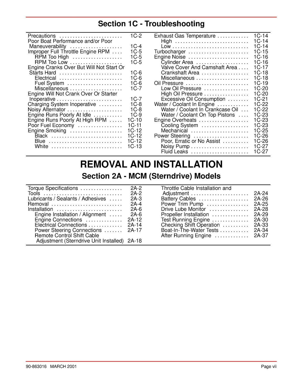 MERCURY MERCRUISER NO 29 D17L DTI 0M055001 & UP SERVICE MANUAL - WIRE BOUND