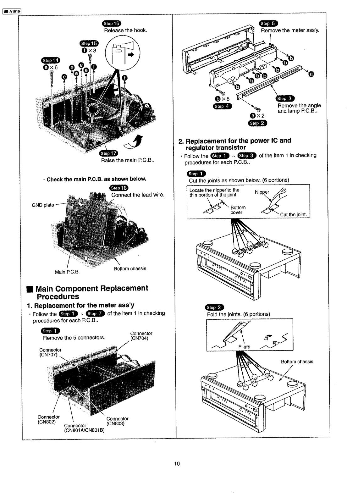 TECHNICS SE-A1010 Stereo Power Amplifier Service Manual 1999 - WIRE BOUND