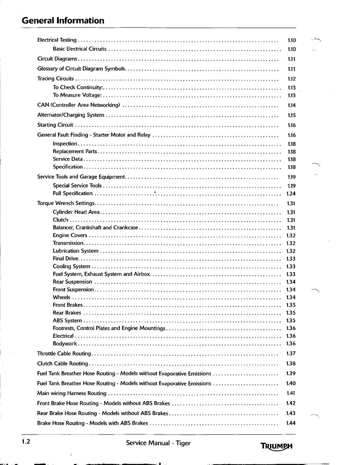 TRIUMPH Tiger Tiger ABS Motorcycle Service Manual 2006 - WIRE BOUND - COVERS