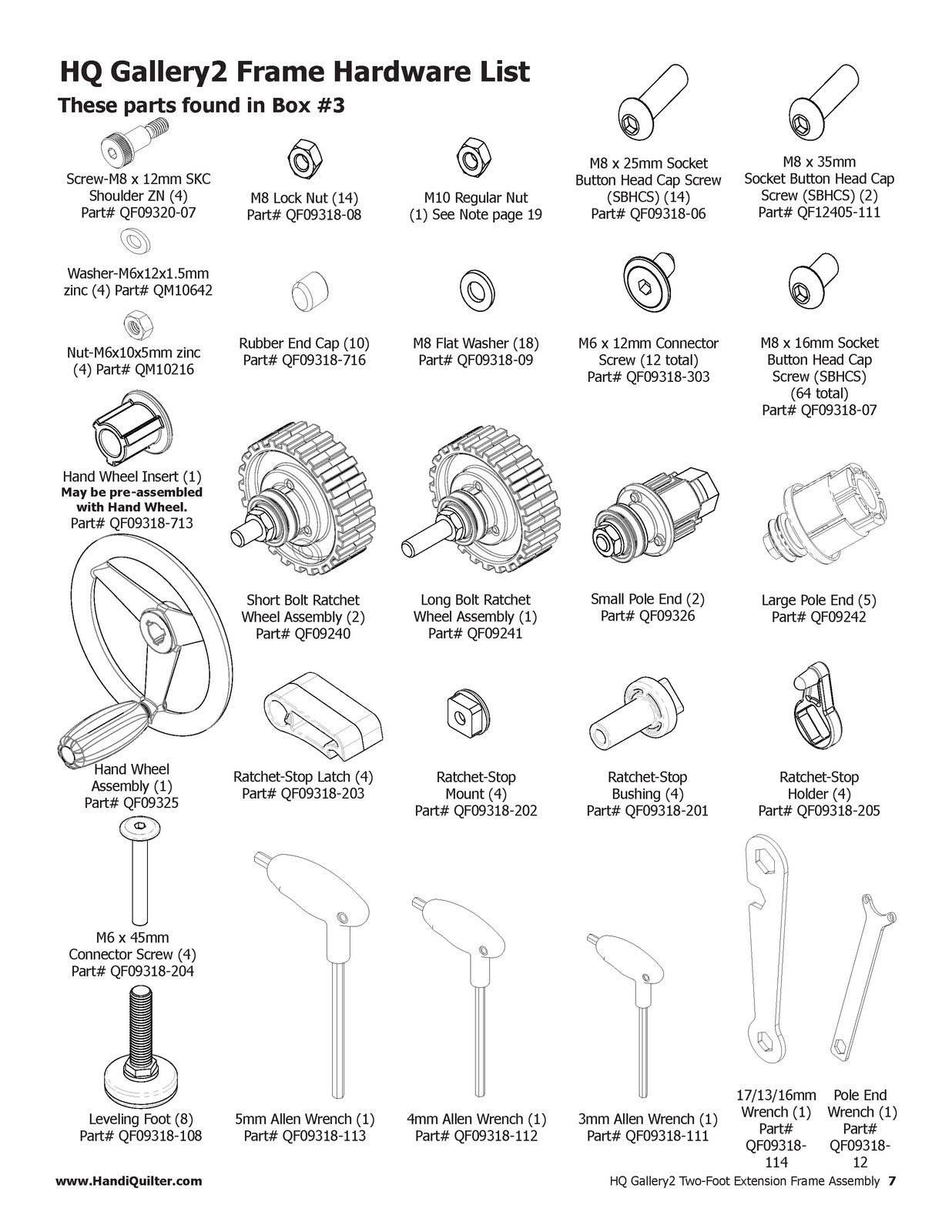 HANDI QUILTER Gallery2 Frame 14ft Ext Kit Assy Instruction Manual - WIRE BOUND