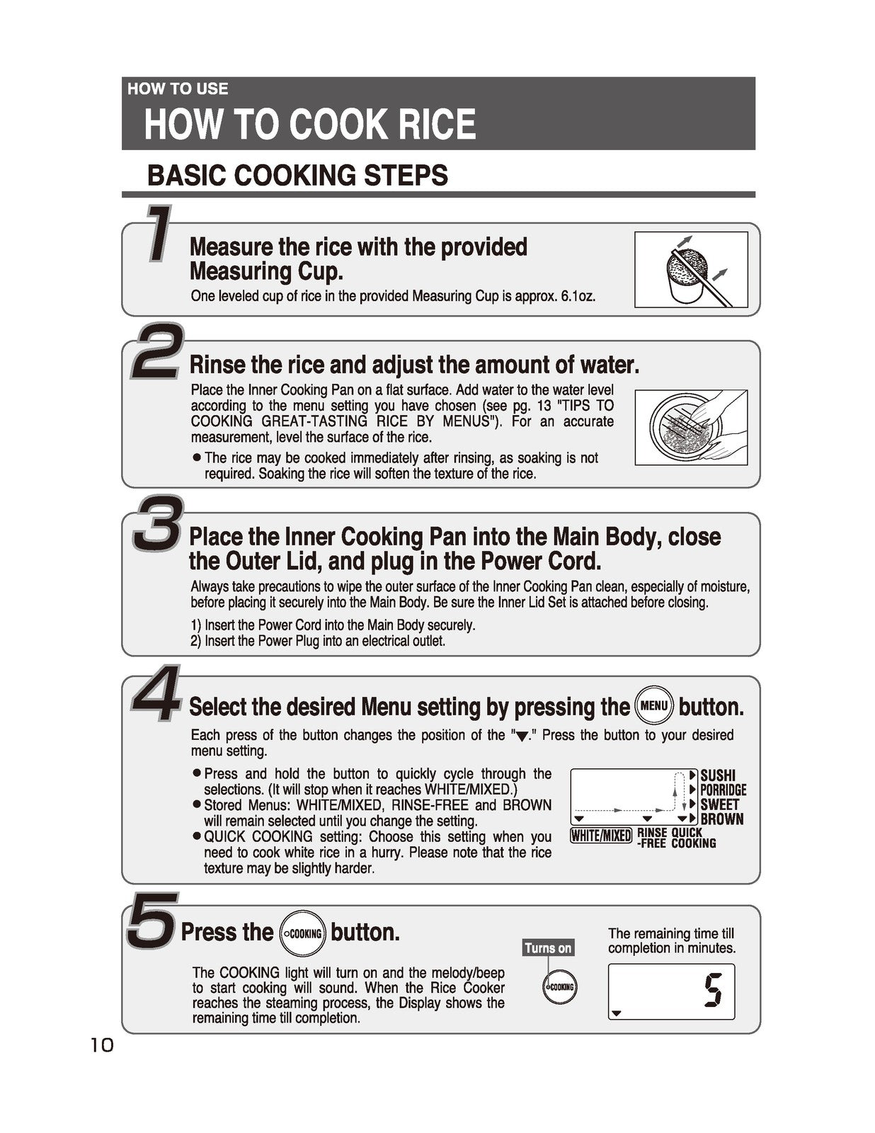 ZOJIRUSHI NS-WAC10 18 Micom Rice Cooker  Operating Instructions Manual - BOUND