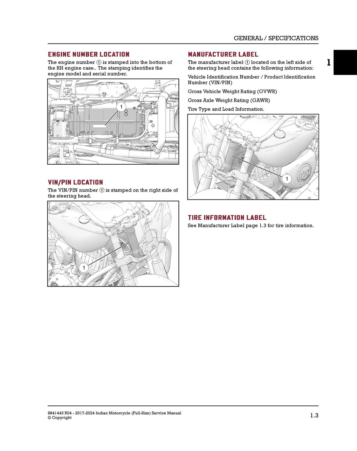 INDIAN Motorcycle Full-Size Service Manual 2017-2024 - WIRE BOUND - TOUGH COVERS