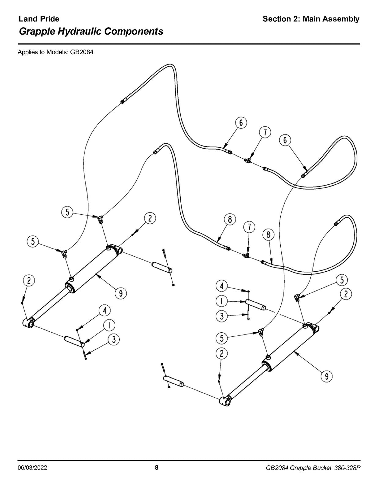 LAND PRIDE GB20 Series Grapple Bucket Parts Manual 2022 - WIRE BOUND - COVERS