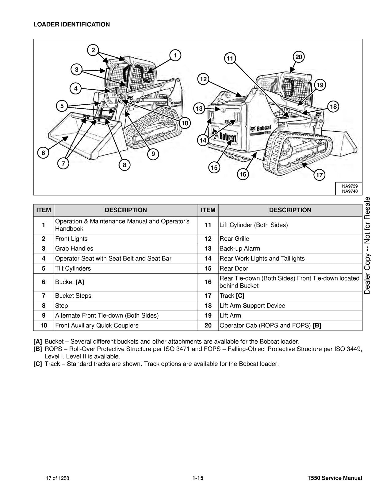 BOBCAT T550 Compact Track Loader 2019 Service Manual SN AJZV11001 Up, FOLDOUTS