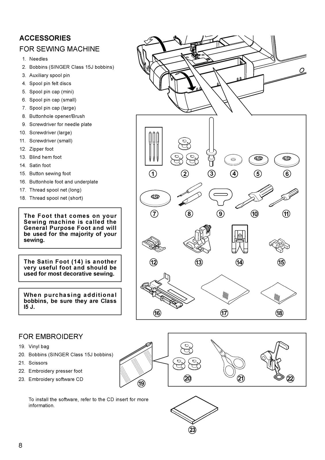 SINGER Futura Model XL-580 Embroidery User Manual - WIRE BOUND - TOUGH COVERS