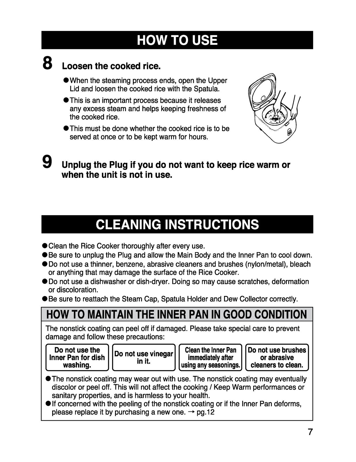 ZOJIRUSHI NS-PC10 18 Electric Rice Cooker  Operating Instructions Manual