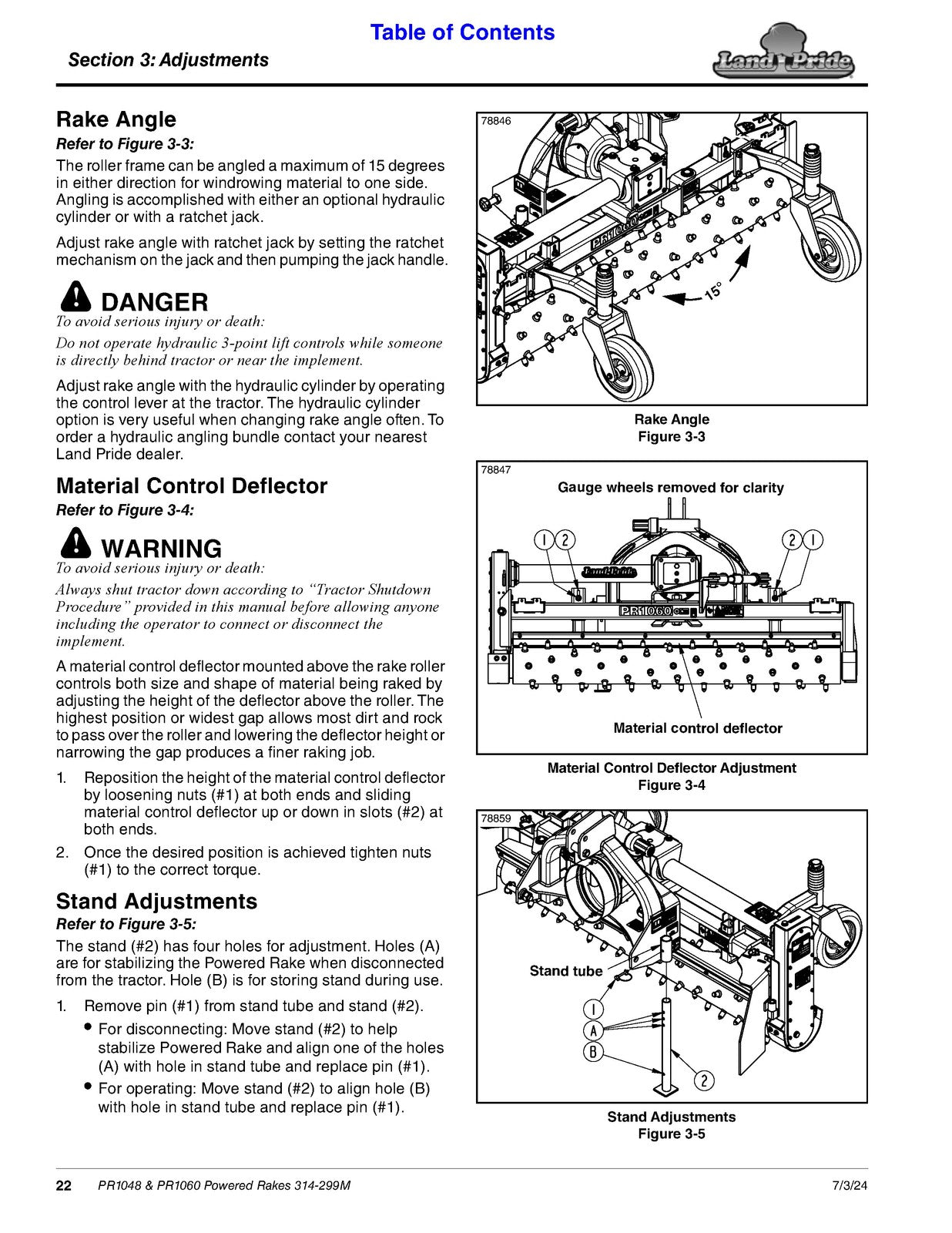 LAND PRIDE PR10 Series Powered Rake Operators Manual - WIRE BOUND - TOUGH COVERS
