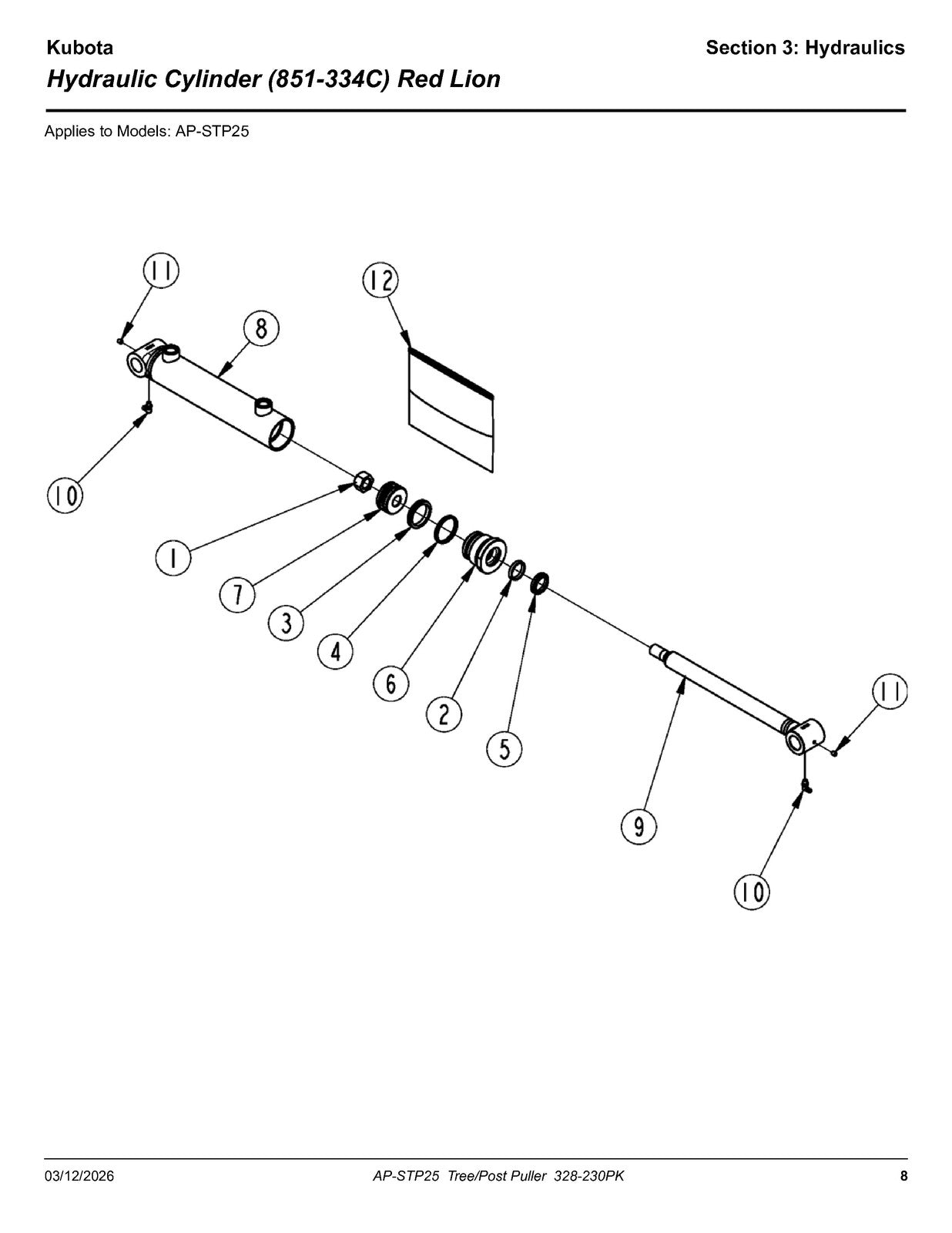 LAND PRIDE STP25 Series Tree Post Puller Parts Manual - WIRE BOUND - COVERS