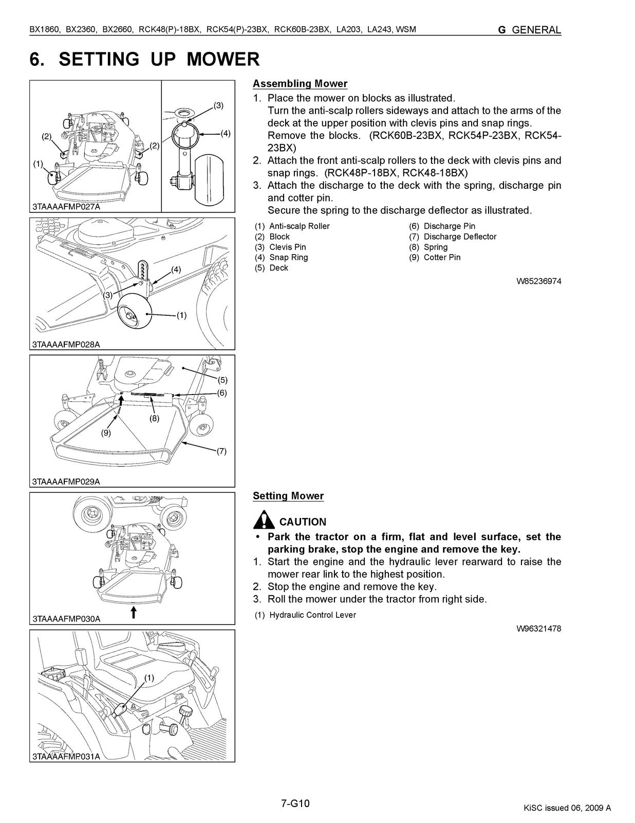 KUBOTA RCK48 RCK54 RCK60 Mower Workshop Manual - STEEL WIRE BOUND - TOUGH COVERS