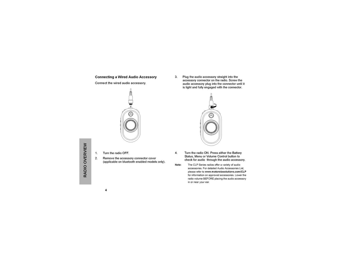 MOTOROLA CLP1010 CLP1040 CLP1060 Two-Way Radio User Guide Manual - WIRE BOUND