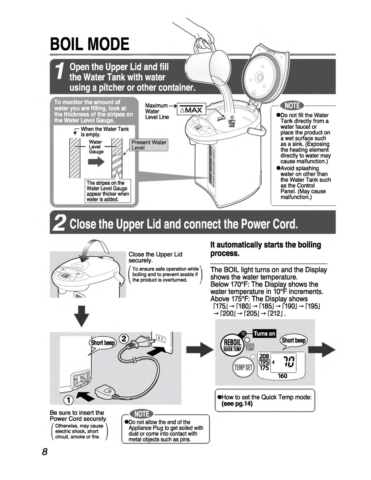 ZOJIRUSHI CD-WCC30KT Micom Water Boiler  Operating Instructions Manual - BOUND