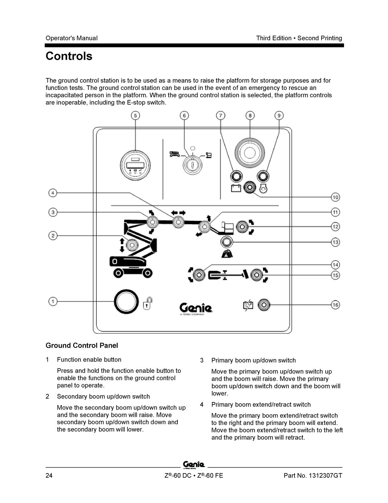 GENIE Z-60 DC Z-60 FE Operators Manual SN Z60H-3000 Up 2023 - WIRE BOUND