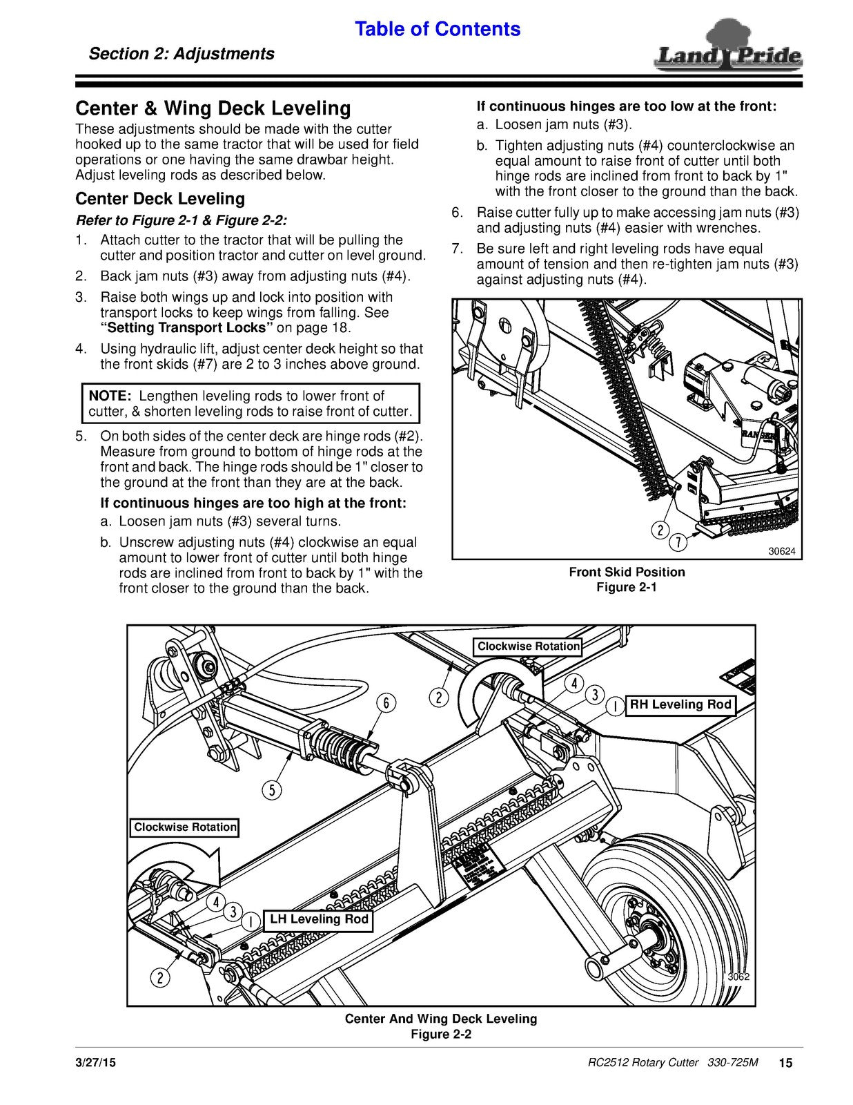LAND PRIDE RC2512 Rotary Cutters Operators Manual 2015 - WIRE BOUND - COVERS