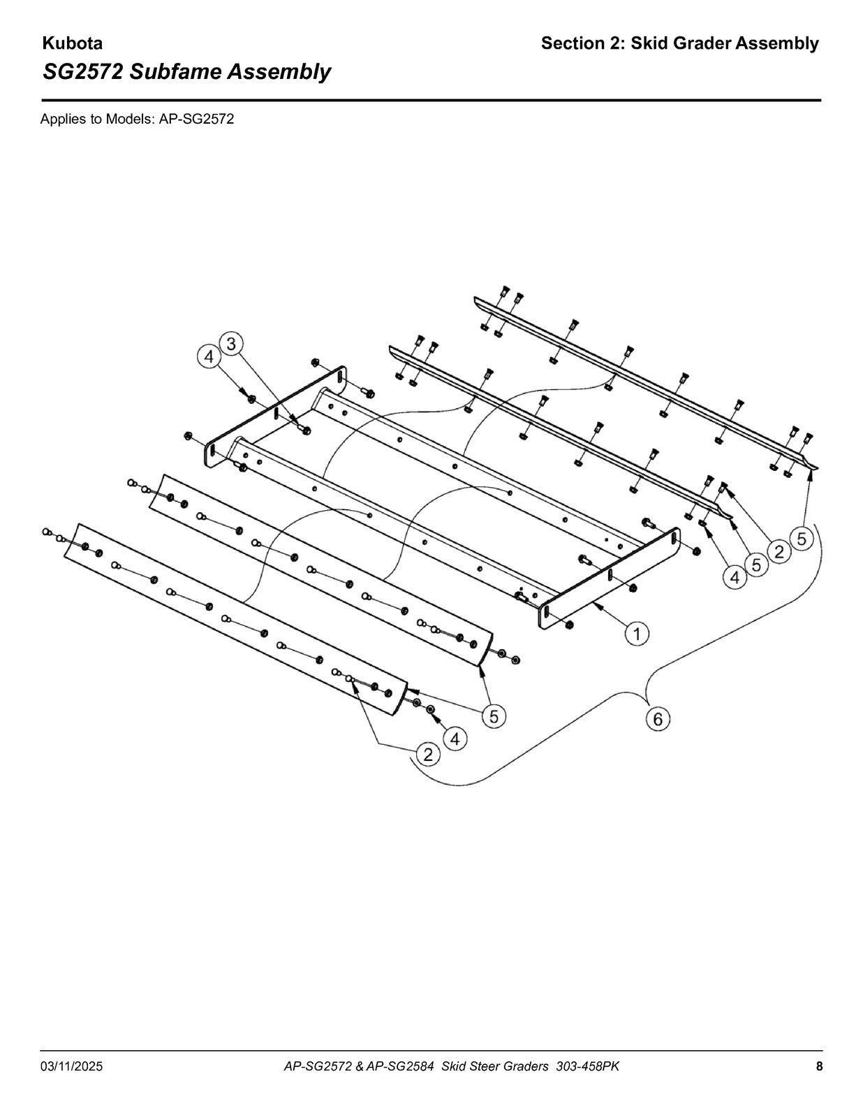 LAND PRIDE SG25 Series Skid Graders Parts Manual 2025 - WIRE BOUND - COVERS