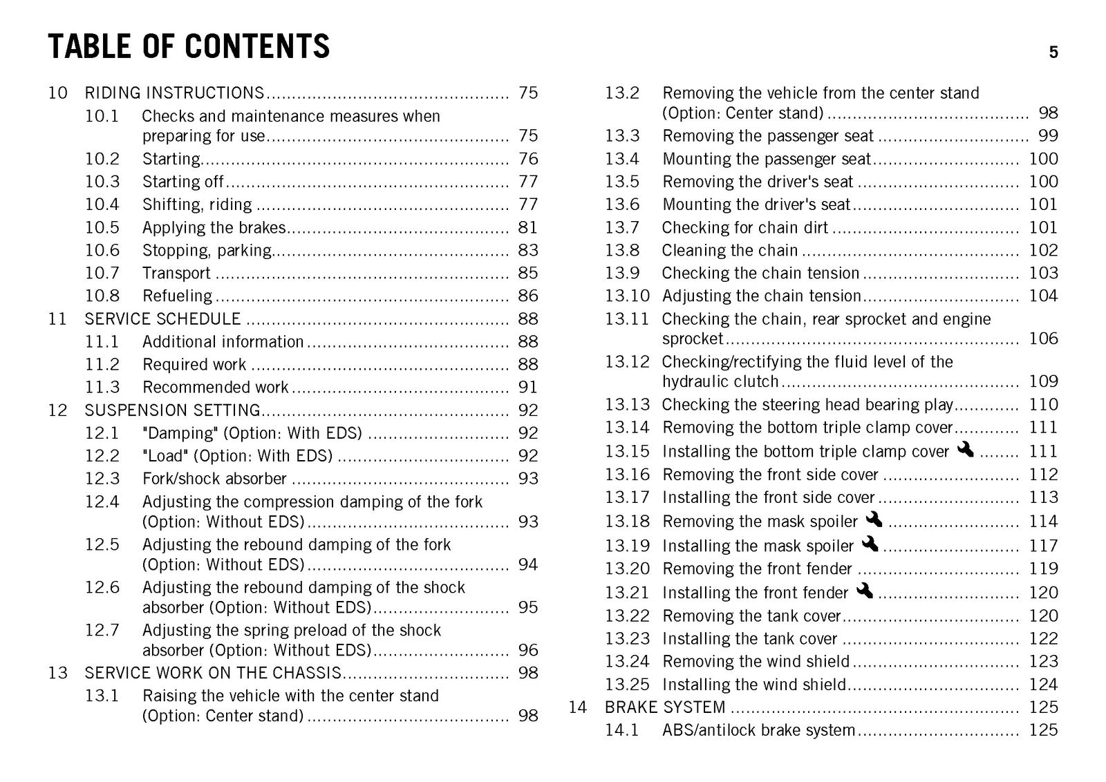KTM 1190 Adventure EU FR AUS JP Owners Manual 2013 - WIRE BOUND - TOUGH COVERS