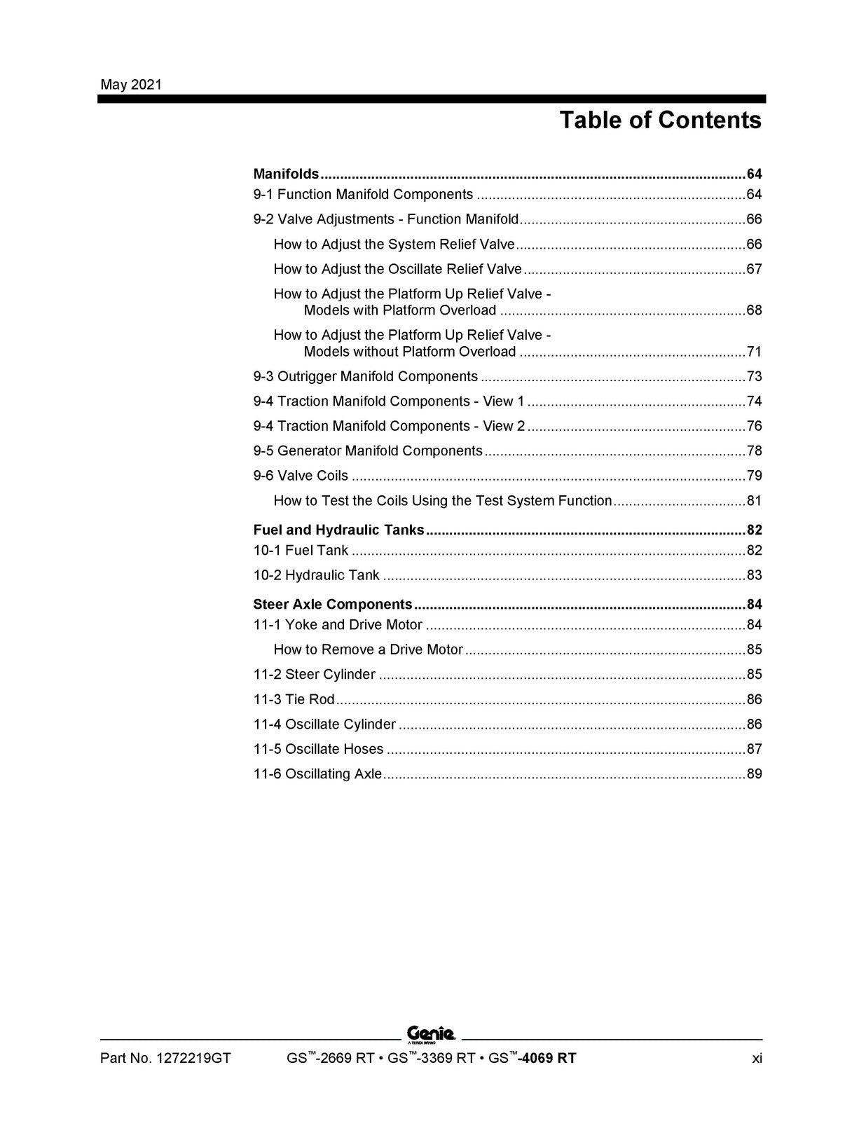 GENIE GS-2669 RT GS-3369 RT GS-4069 RT Service And Repair Manual 2021, FOLDOUTS